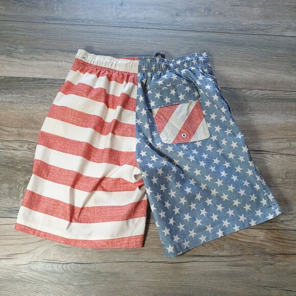 American Flag Swim Trunks George Size M 32 to 34 Elastic Waist Drawstring Pool - Picture 7 of 8